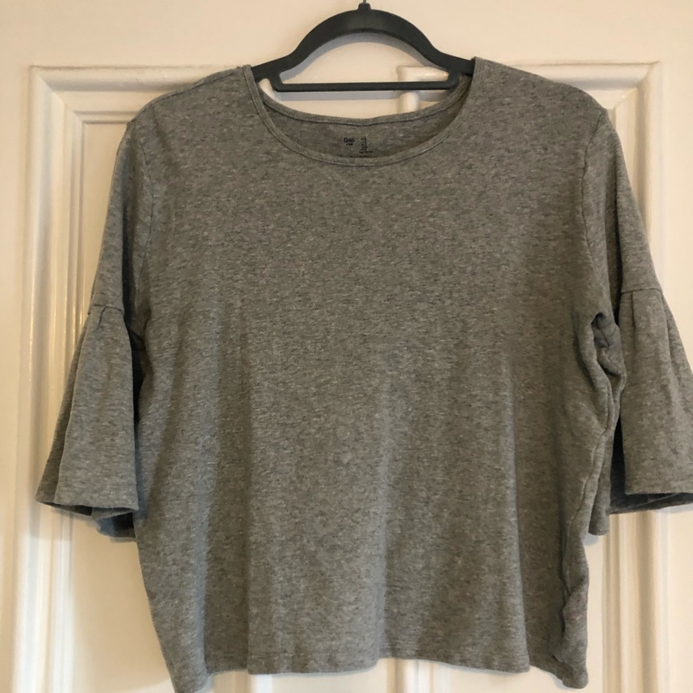 Grey Bell-sleeved Top